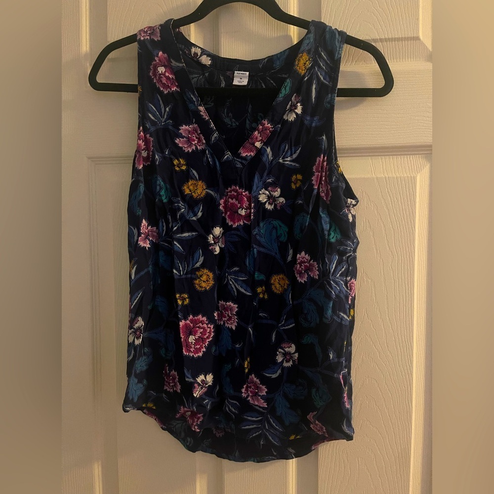 Old Navy Dark Blue Floral Tank Top​​​​